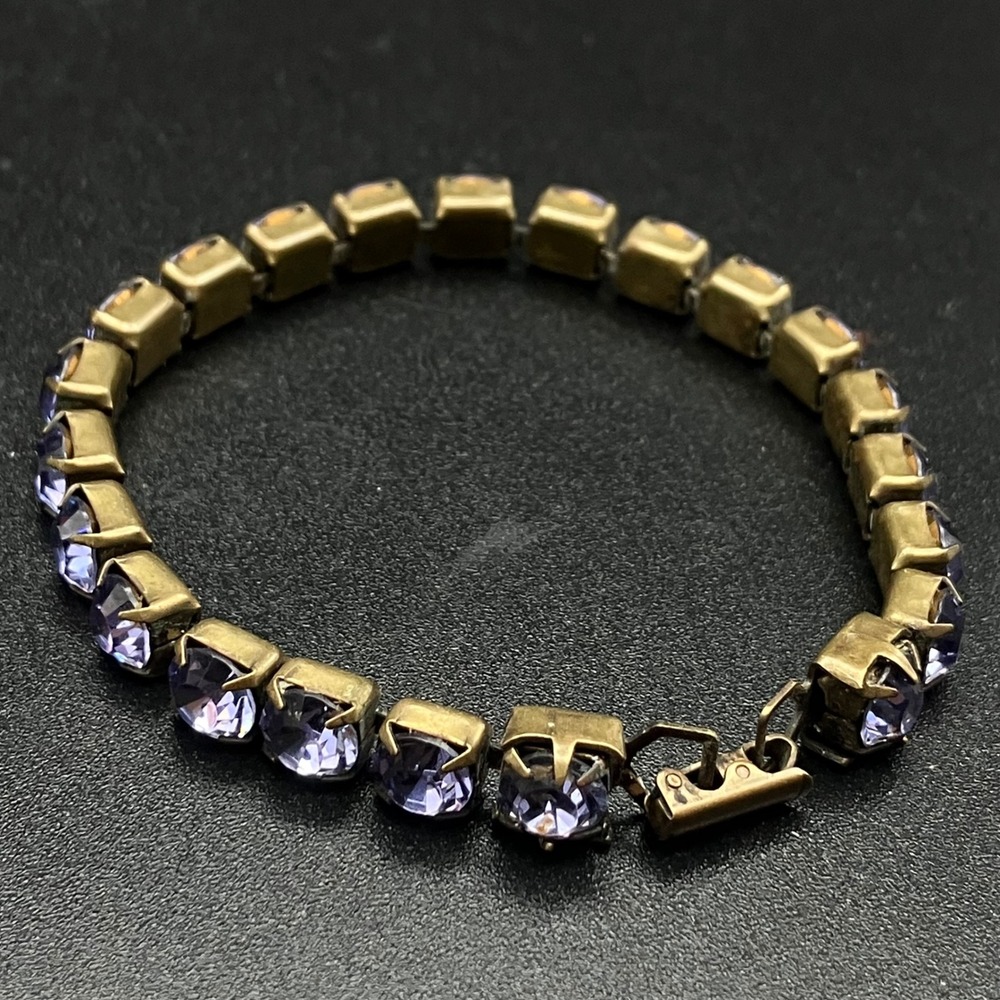 Vintage Purple Rhinestone Tennis Bracelet Faceted Prong Set Mid Century Size 7 - Picture 7 of 10